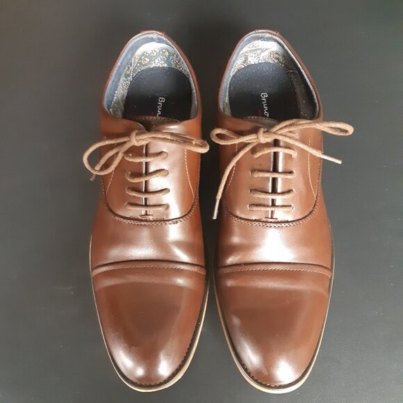 Bruno Marc SZ 9.5 Louis-2 Chestnut Men's Leather Cap Toe Oxford Shoes - Picture 3 of 15